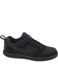 Buty do chodzenia dla dzieci Nike Court Borough Low Psv. Zapięcie: rzepy. Kolor: czarny. Materiał: tkanina, materiał, skóra, syntetyk. Szerokość cholewki: normalna. Model: Nike Court. Sport: turystyka piesza