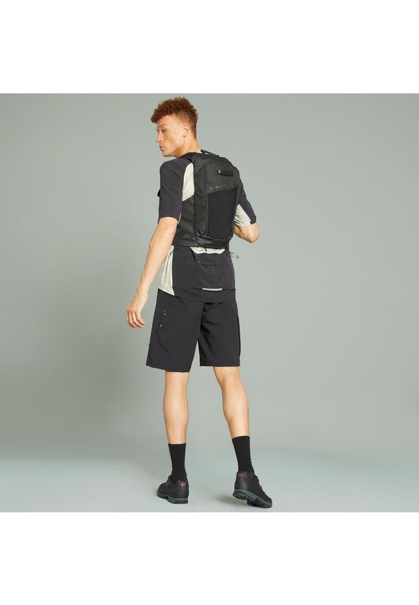 ROCKRIDER - Szorty rowerowe MTB Rockrider Cargo. Kolor: czarny. Materiał: materiał, tkanina. Wzór: ze splotem. Sport: kolarstwo