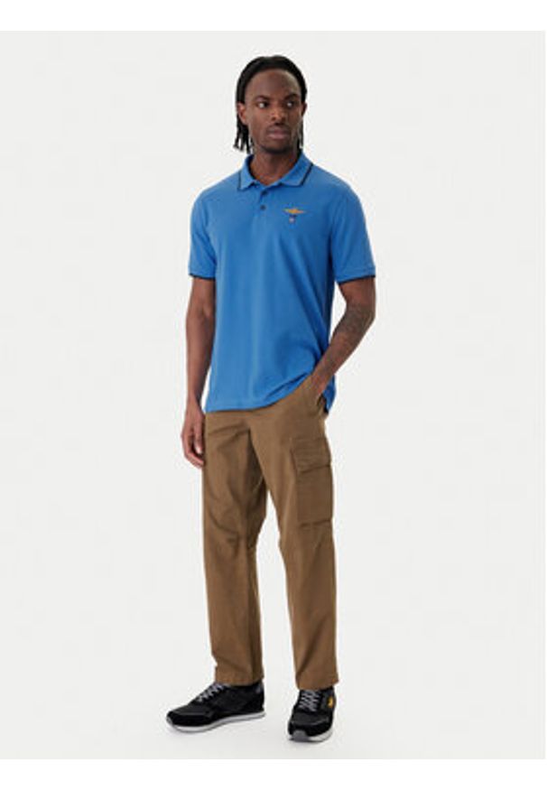 Aeronautica Militare Polo 261PO1308UP00082 Niebieski Regular Fit. Typ kołnierza: polo. Kolor: niebieski. Materiał: bawełna