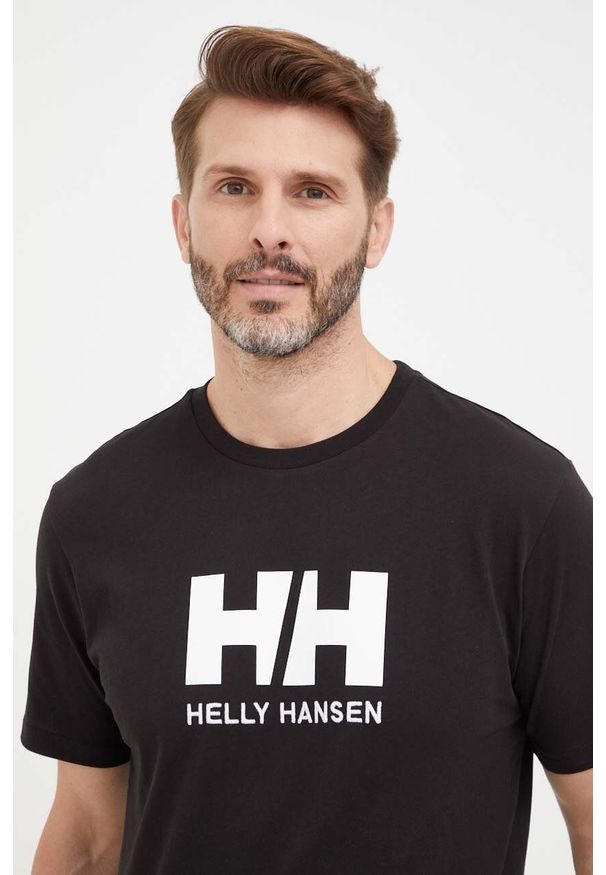 Helly Hansen t-shirt HH LOGO T-SHIRT męski kolor czarny z aplikacją 33979. Okazja: na co dzień. Kolor: czarny. Materiał: dzianina. Wzór: aplikacja. Styl: casual