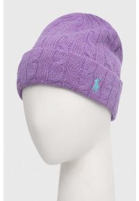 Polo Ralph Lauren czapka wełniana kolor fioletowy wełniana. Kolor: fioletowy. Materiał: wełna #2