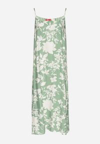 Born2be - Zielono-Kremowa Rozkloszowana Sukienka z Wiskozą w Kwiatowy Wzór Juliade. Okazja: na co dzień. Kolor: zielony. Materiał: wiskoza. Długość rękawa: na ramiączkach. Wzór: kwiaty. Sezon: lato. Styl: elegancki, casual #3