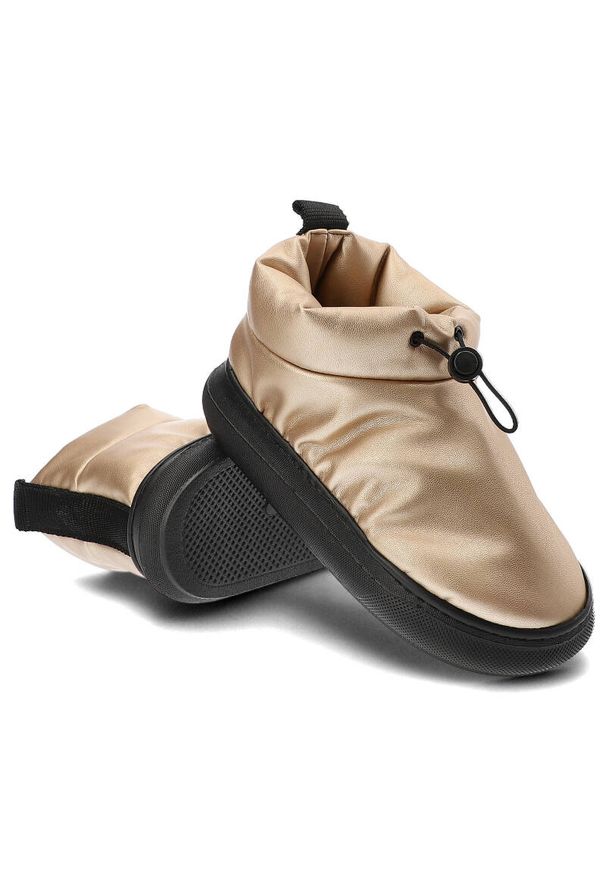 Złote Botki Venezia Ocieplane Buty Damskie. Okazja: na co dzień. Kolor: złoty. Materiał: syntetyk, skóra ekologiczna, futro. Obcas: na platformie. Styl: casual