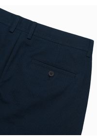 Ombre Clothing - Spodnie klasyczne męskie chino z delikatną teksturą - granatowe V3. Kolor: niebieski. Materiał: materiał, poliester, bawełna. Styl: klasyczny #5