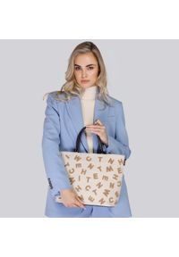 Wittchen - Torba shopperka płócienna w litery beżowo-czarna. Kolor: wielokolorowy, beżowy, czarny. Wzór: haft, gładki. Dodatki: z haftem. Materiał: skórzane. Styl: casual #2