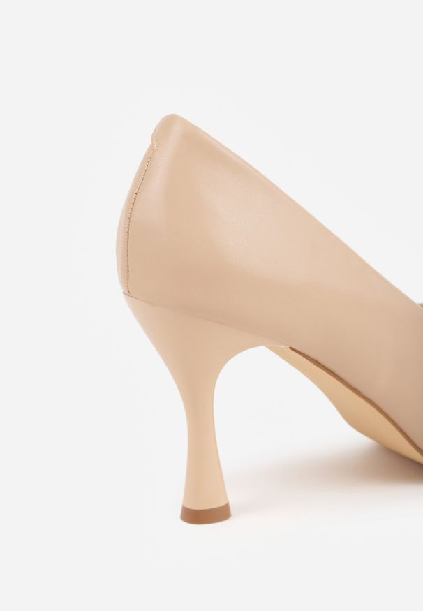 Born2be - Beżowe Szpilki Vices na Klepsydrze z Wkładką ze Skóry Naturalnej Dandre. Okazja: do pracy, na co dzień, na spotkanie biznesowe, na imprezę. Kolor: beżowy. Materiał: skóra. Obcas: na szpilce. Styl: biznesowy, casual, wizytowy