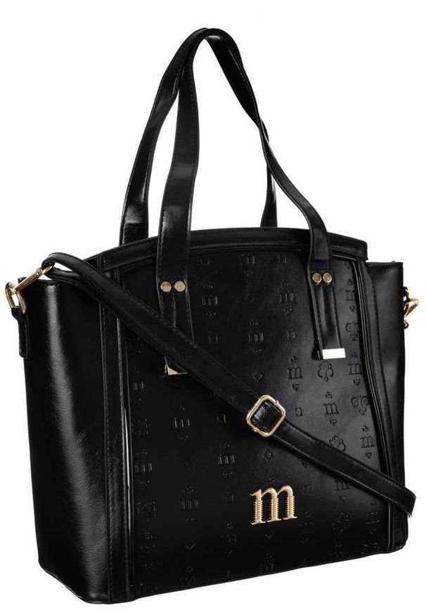 Shopper bag czarny Monnari BAG2301-020. Kolor: czarny. Wzór: aplikacja. Materiał: skórzane. Styl: elegancki