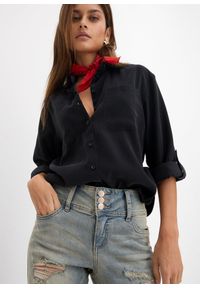 bonprix - Dżinsy SKINNY z wysoką talią i ozdobnymi przetarciami. Kolor: niebieski #3