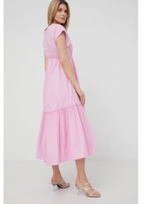 Beatrice B sukienka kolor różowy midi rozkloszowana. Kolor: różowy. Materiał: tkanina. Typ sukienki: rozkloszowane. Długość: midi #2