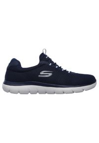 skechers - Męskie SUMMITS Sneakersy Granatowy. Kolor: niebieski. Materiał: poliester, materiał