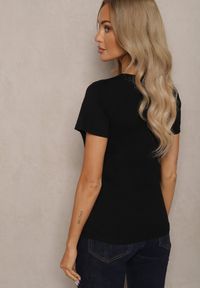 Renee - Czarny Klasyczny T-shirt z Bawełny Bilena. Okazja: na co dzień. Kolor: czarny. Materiał: bawełna. Styl: klasyczny #5