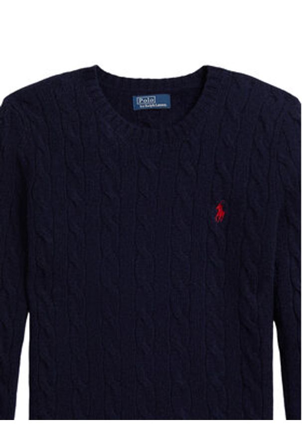 Polo Ralph Lauren Sweter 211971865003 Granatowy Slim Fit. Typ kołnierza: polo. Kolor: niebieski. Materiał: wełna