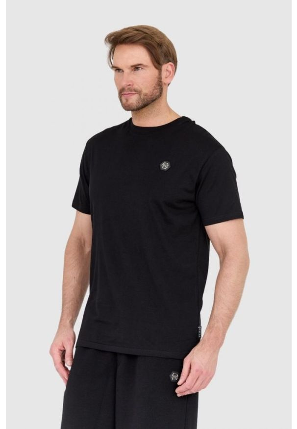 Philipp Plein - PHILIPP PLEIN Czarny t-shirt z wężem na plecach z dżetów. Kolor: czarny