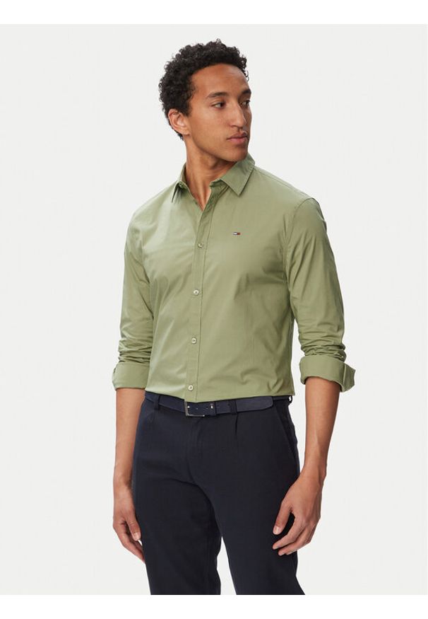 Tommy Jeans Koszula Original DM0DM04405 Zielony Slim Fit. Kolor: zielony. Materiał: bawełna