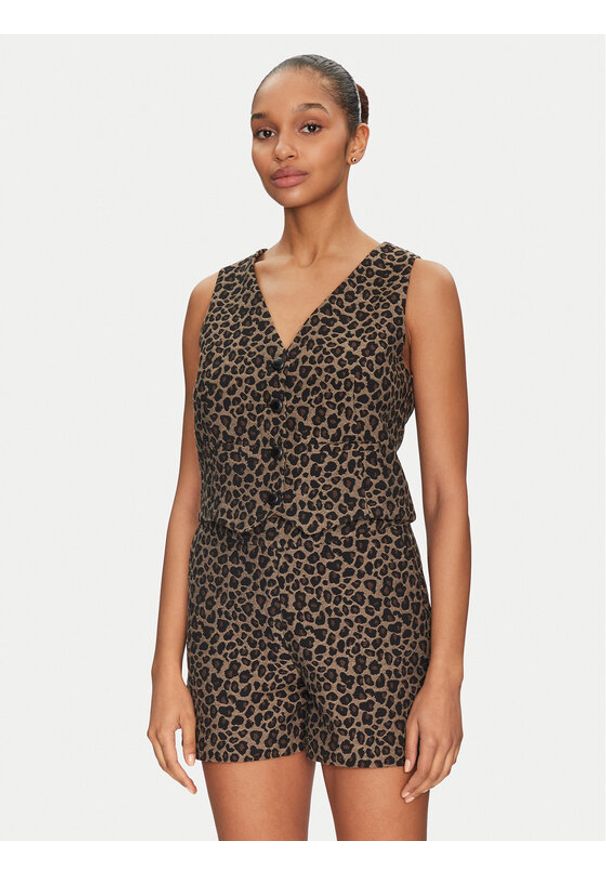 Morgan Kamizelka 251-CBILI.F Brązowy Slim Fit. Kolor: brązowy. Materiał: bawełna