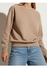 Sinsay - Bluza crewneck basic - brązowy. Kolor: brązowy