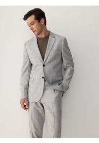 Reserved - Marynarka slim fit w kratę - jasnoszary. Kolor: szary. Materiał: tkanina, wiskoza #1