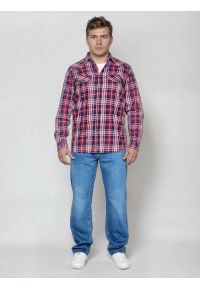 Big-Star - Koszula męska bawełniana w kratę czerwono-granatowa Retinezi 603. Kolor: czerwony. Materiał: bawełna. Wzór: kolorowy, kratka, ze splotem. Styl: elegancki #5