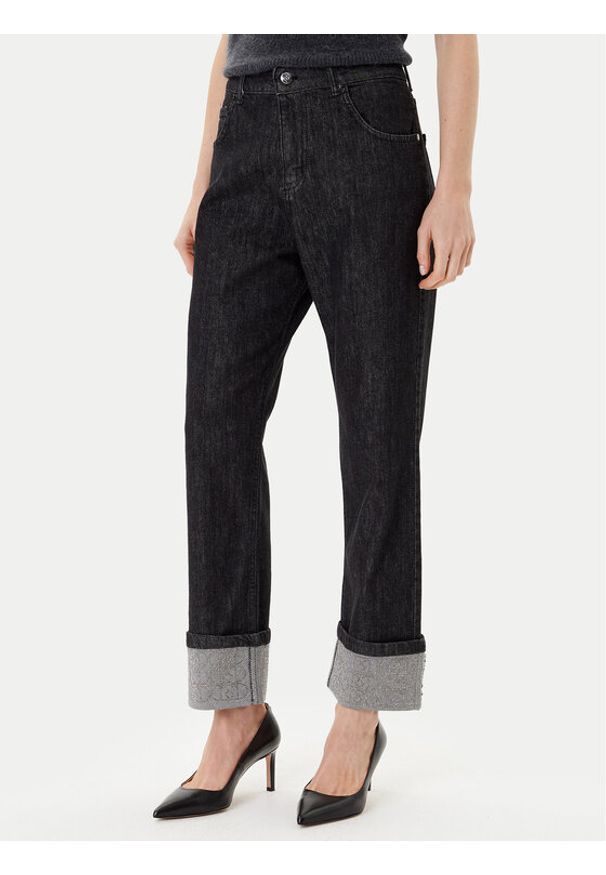 Rinascimento Jeansy CFC0125150003 Czarny Loose Fit. Kolor: czarny