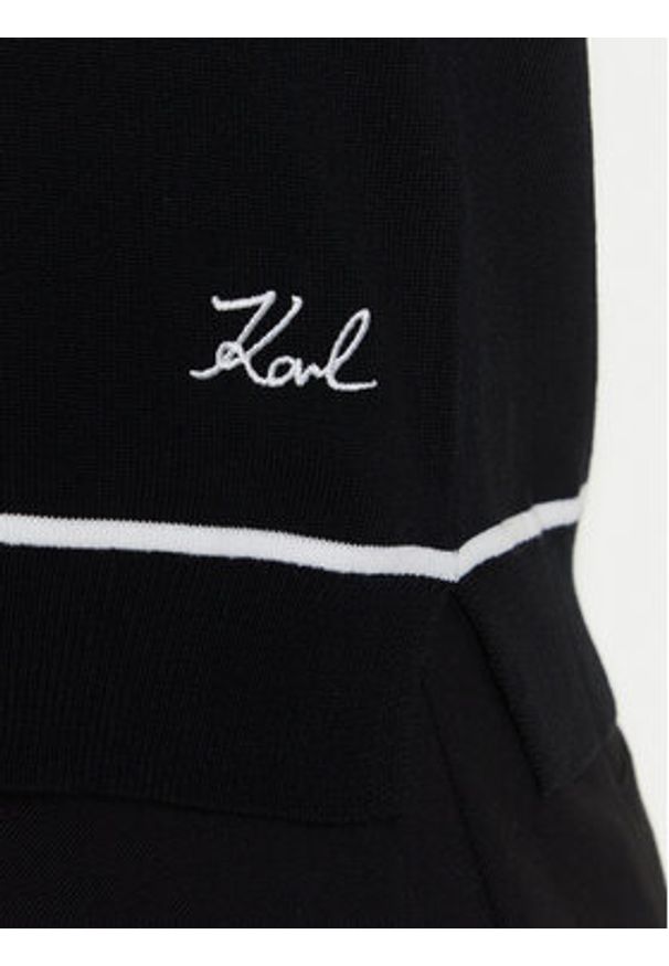 Karl Lagerfeld - KARL LAGERFELD Sweter A3W18023 Czarny Regular Fit. Typ kołnierza: dekolt w karo. Kolor: czarny. Materiał: syntetyk