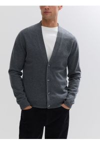 Reserved - Kardigan z wełny merino - szary. Kolor: szary. Materiał: wełna #1