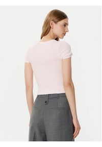 Guess T-Shirt W5RI68KA0H1 Różowy Slim Fit. Kolor: różowy. Materiał: bawełna