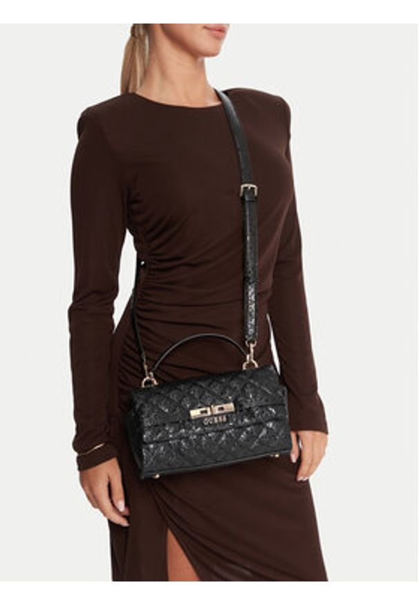 Guess Torebka Idra HWGG81 57200 Czarny. Kolor: czarny. Materiał: skórzane