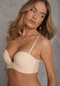 Renee - Beżowy Biustonosz Push Up z Zapięciem z Przodu Beliri. Kolor: beżowy. Rodzaj stanika: push-up #3