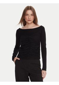 TwinSet - TWINSET Sweter 252TT3260 Czarny Slim Fit. Kolor: czarny. Materiał: wiskoza
