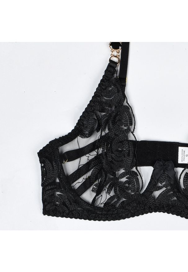 Intica - Komplet bielizny koronkowej w stylu vintage na specjalne okazje Phung. Kolor: czarny. Materiał: koronka. Wzór: aplikacja