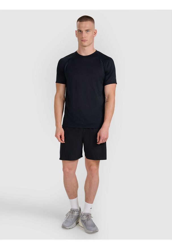 4f - 4F Koszulka do biegania szybkoschnąca męska - czarna XXL. Kolor: czarny. Materiał: włókno, skóra, materiał. Długość: krótkie