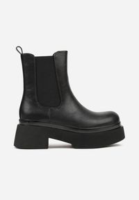 Born2be - Czarne Botki Sztyblety na Grubej Podeszwie Tevinda. Okazja: na spotkanie biznesowe, na co dzień. Kolor: czarny. Materiał: jeans. Sezon: jesień. Styl: biznesowy, casual #3