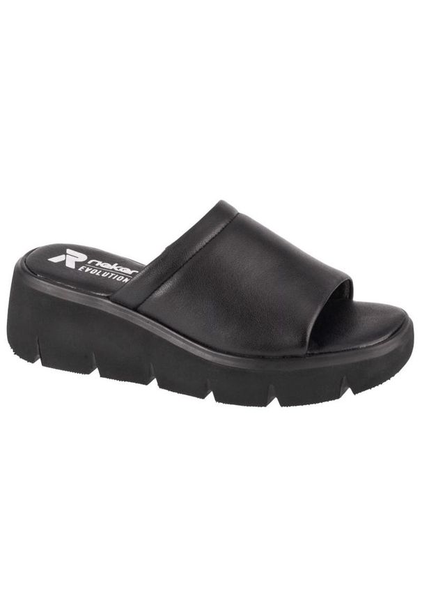 Klapki Rieker Flip-Flops W W1551-00 czarne. Kolor: czarny. Materiał: skóra, guma. Sezon: lato