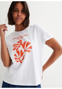 bonprix - T-shirt z nadrukiem. Kolor: biały. Wzór: nadruk