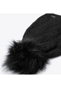 Wittchen - Damska czapka z ozdobnym wzorem i pomponem czarna. Kolor: czarny. Materiał: wiskoza. Wzór: ze splotem, aplikacja. Sezon: jesień, zima. Styl: elegancki #2