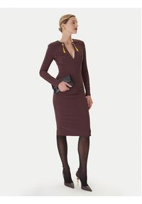 Elisabetta Franchi Sukienka koktajlowa AB-805-57E2-V460 Bordowy Slim Fit. Kolor: czerwony. Materiał: syntetyk. Styl: wizytowy