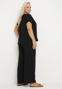 Born2be - Czarny Komplet o Fasonie Oversize Bluzka i Szerokie Spodnie Amisora. Kolor: czarny