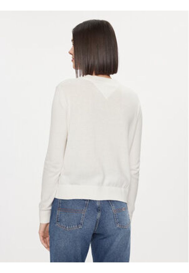 Tommy Jeans Sweter Essential DW0DW17254 Biały Regular Fit. Kolor: biały. Materiał: bawełna