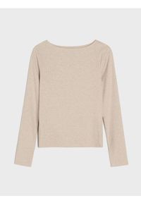 Sinsay - Koszulka z długim rękawem - beżowy. Kolor: beżowy. Długość rękawa: długi rękaw. Długość: długie #1