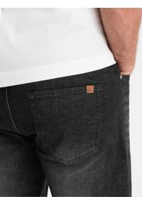 Ombre Clothing - Szorty jeansowe męskie z podwiniętą nogawką - czarne V3 - Rozmiar: S. Kolor: czarny. Materiał: jeans. Wzór: aplikacja. Sezon: lato. Styl: klasyczny #2