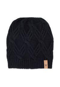 Wittchen - Damska czapka z ozdobnym wzorem. Kolor: czarny. Materiał: wiskoza. Wzór: ze splotem. Sezon: zima. Styl: klasyczny #1
