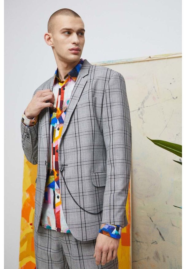 medicine - Medicine marynarka męska kolor szary. Kolor: szary. Materiał: tkanina. Styl: klasyczny