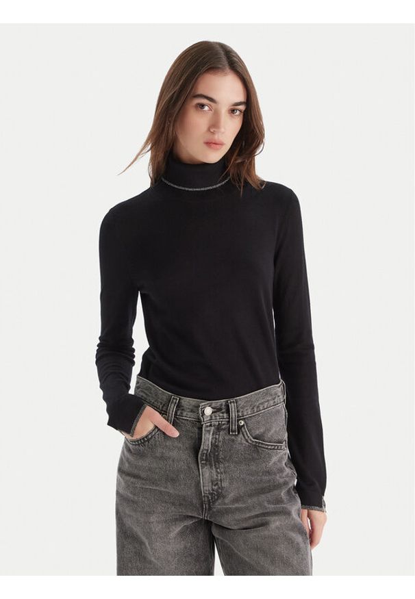 Liu Jo Golf MF5229 MS49I Czarny Regular Fit. Typ kołnierza: golf. Kolor: czarny. Materiał: wiskoza