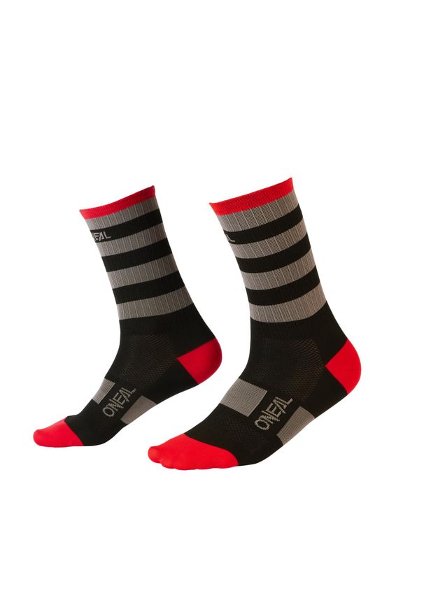 O'NEAL - Skarpetki rowerowe O'Neal Performance Sock STRIPE V.22 black/gray/red. Kolor: wielokolorowy, czarny, czerwony, szary