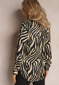 Renee - Jasnozielona Koszula z Animal Printem Deseris. Okazja: na co dzień, do pracy. Kolor: beżowy. Materiał: skóra. Wzór: nadruk. Styl: casual #4