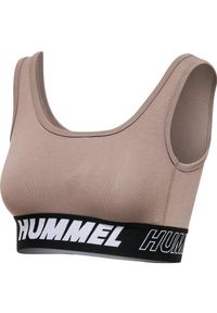 Damskie biustonosze sportowe Hummel TE Maja (x2). Kolor: czarny, różowy, wielokolorowy. Materiał: jersey, bawełna. Wzór: jodełka, nadruk. Sport: fitness
