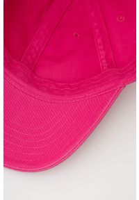 Superdry czapka bawełniana kolor różowy gładka. Kolor: różowy. Materiał: bawełna. Wzór: gładki #2