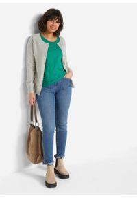 bonprix - Długi top z czystej bawełny (5 sztuk). Kolor: zielony. Materiał: bawełna. Długość: długie. Wzór: melanż, jednolity, gładki #3