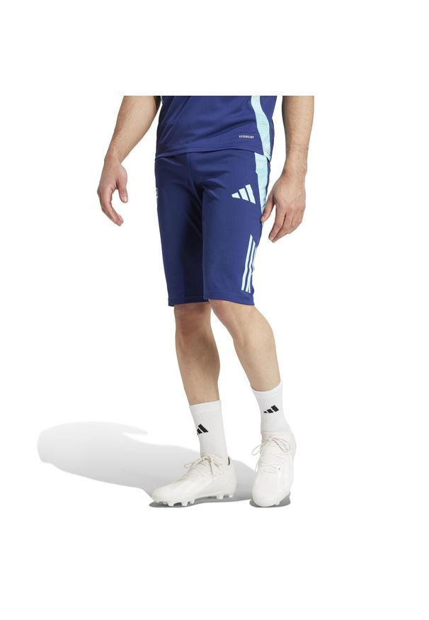 Adidas - Spodenki treningowe Arsenal Tiro 2024/25. Kolor: niebieski. Sport: piłka nożna