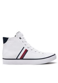 TOMMY HILFIGER - Tommy Hilfiger Sneakersy Th Hi Vulc Stripes Mesh FM0FM04948 Biały. Kolor: biały. Materiał: mesh, materiał #1